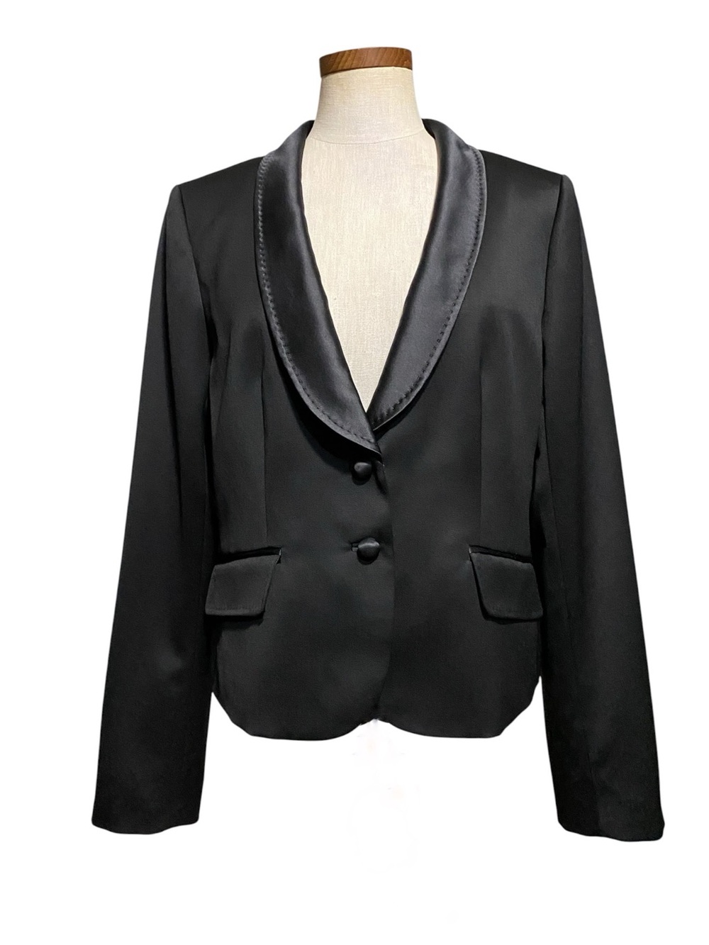J Crew Collection Black Wool Crop Tuxedo  Blazer Minimalist Chic